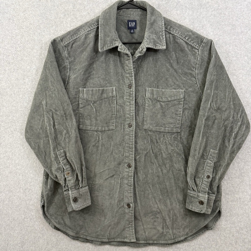 Gap Shirt Jacket Men's Medium Tall Gray Corduroy Oversized Workwear Grunge Chore